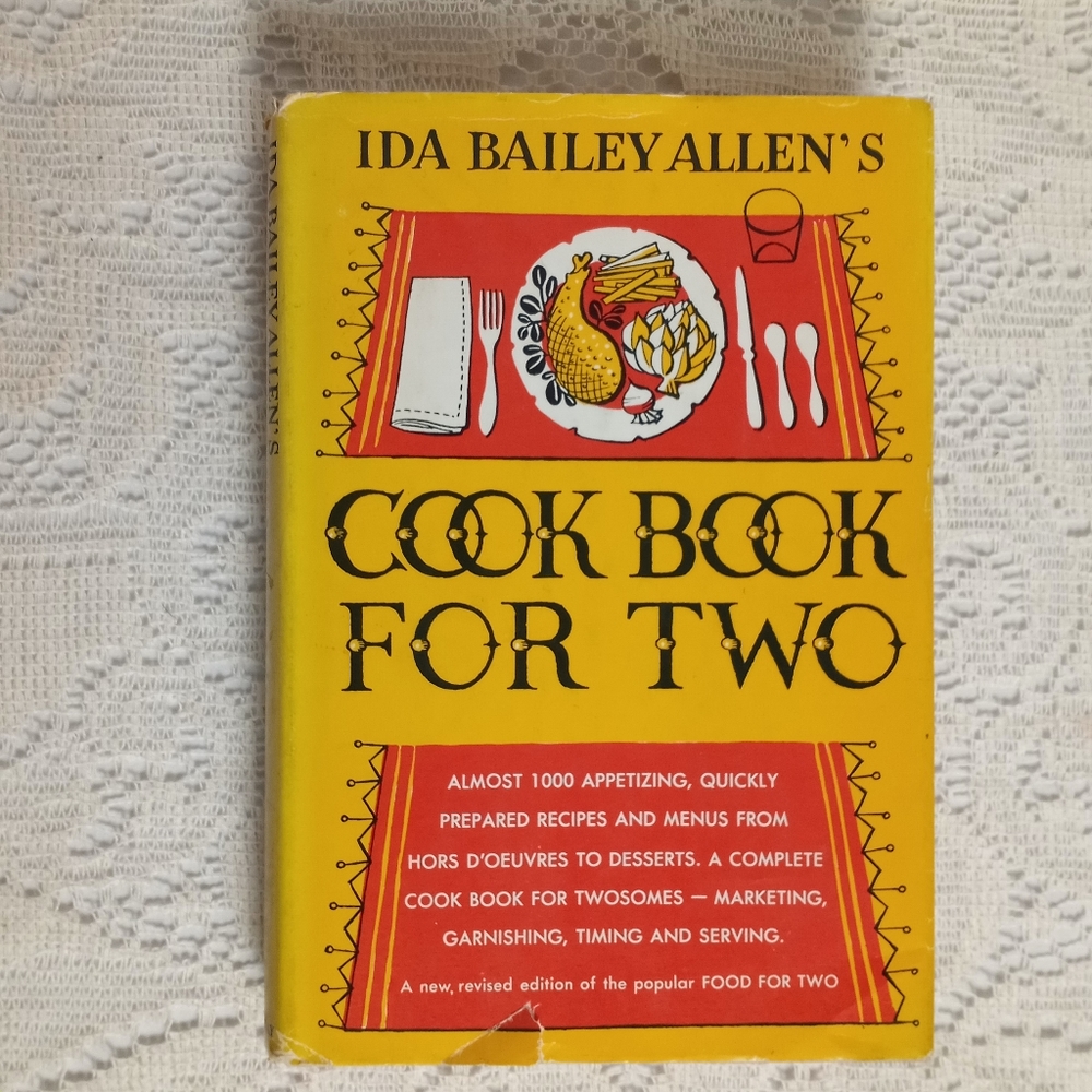 1957 Ida Bailey Allen's Cook Book For Two Mid Century Cookbook W/ Dust Jacket